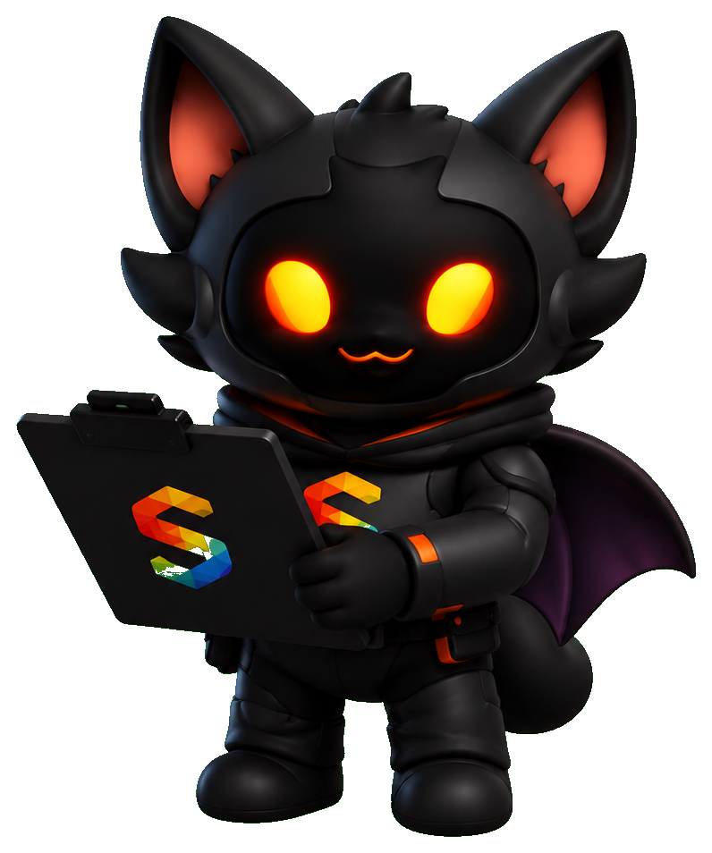 Velo, the Svelar mascot, holding a tablet